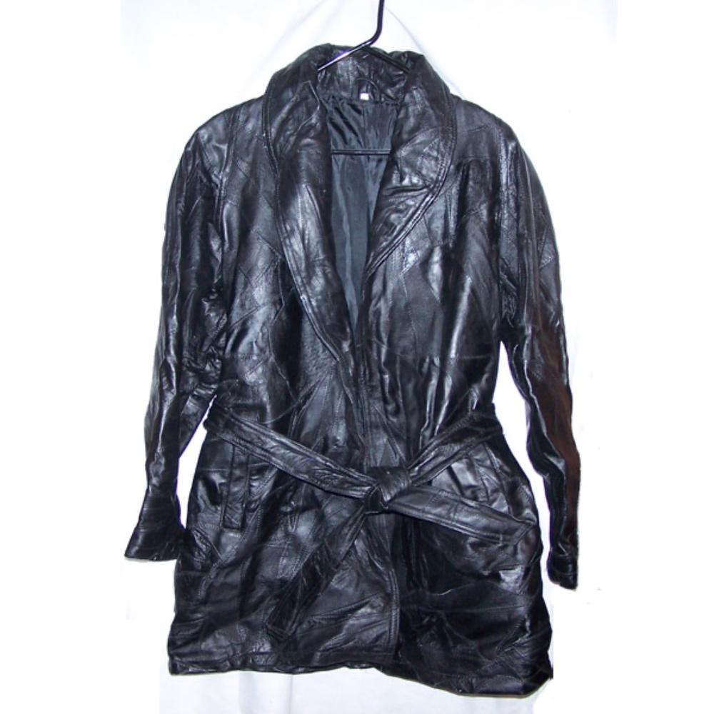 VTG  BlackLeather Trench Coat